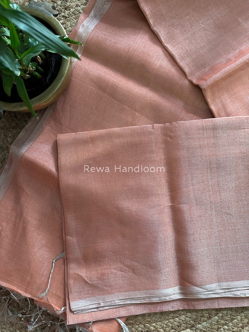 Maheshwari Peach Silver Tissue Saree TSS03