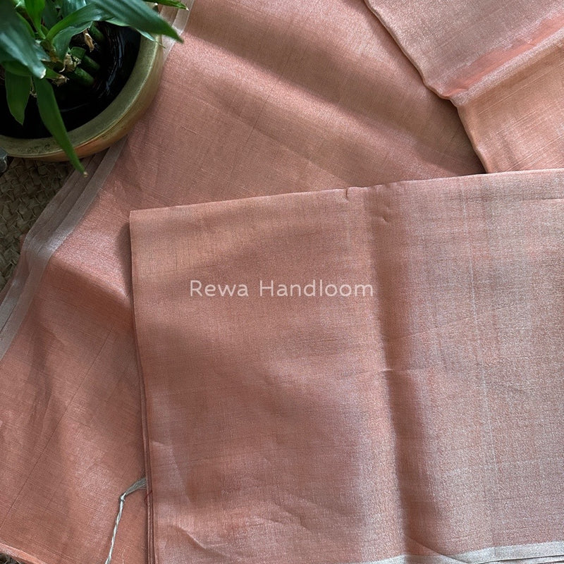 Maheshwari Peach Silver Tissue Saree TSS03
