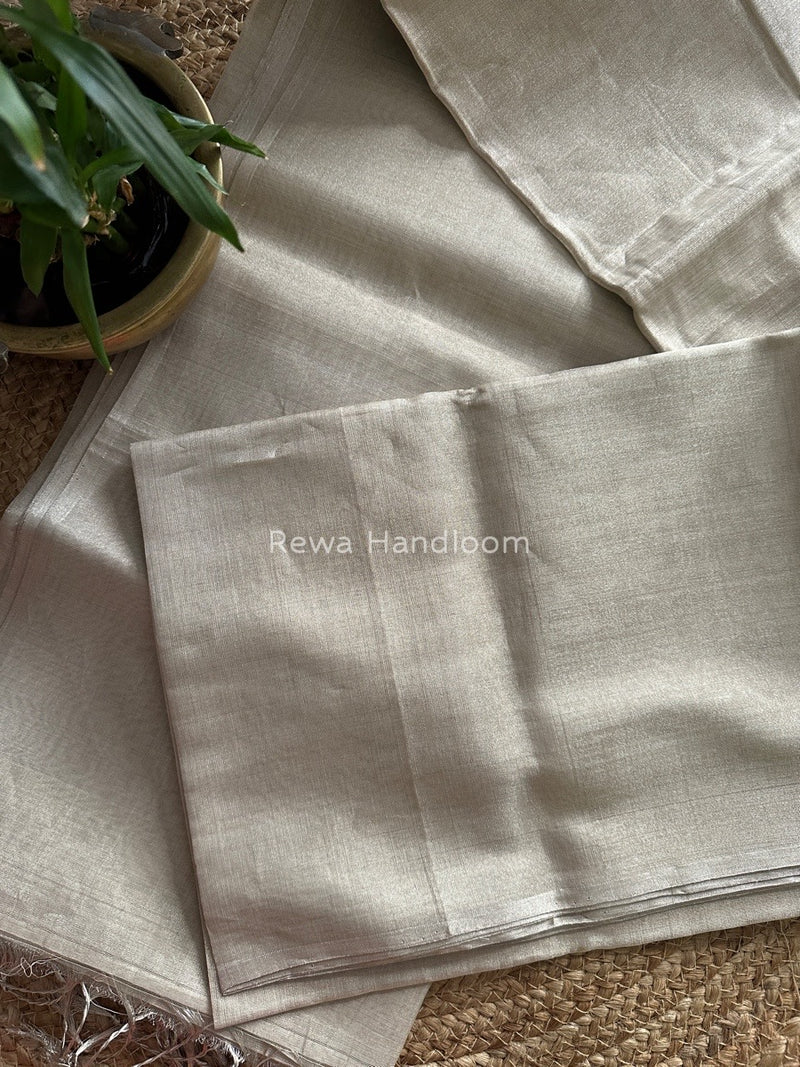 Maheshwari Beige Silver Tissue Saree TSS01