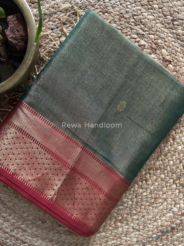 Maheshwari Green Tissue Butti Saree TBBS067
