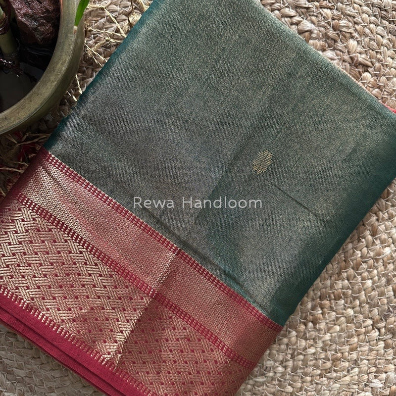 Maheshwari Green Tissue Butti Saree TBBS067