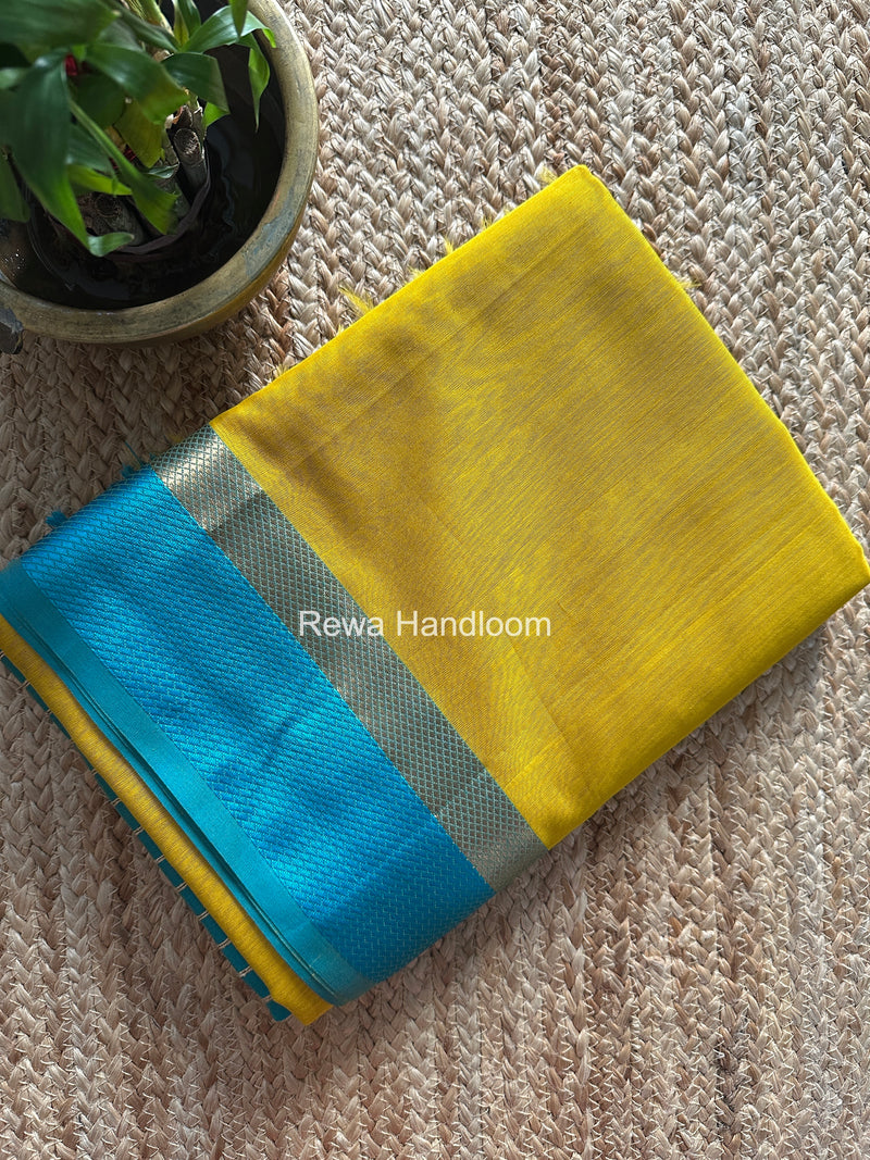 Maheshwari Yellow Resham Thread Border Saree RTS085