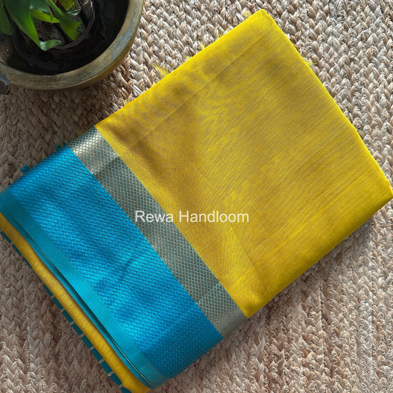 Maheshwari Yellow Resham Thread Border Saree RTS085