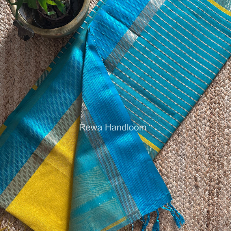 Maheshwari Yellow Resham Thread Border Saree RTS085