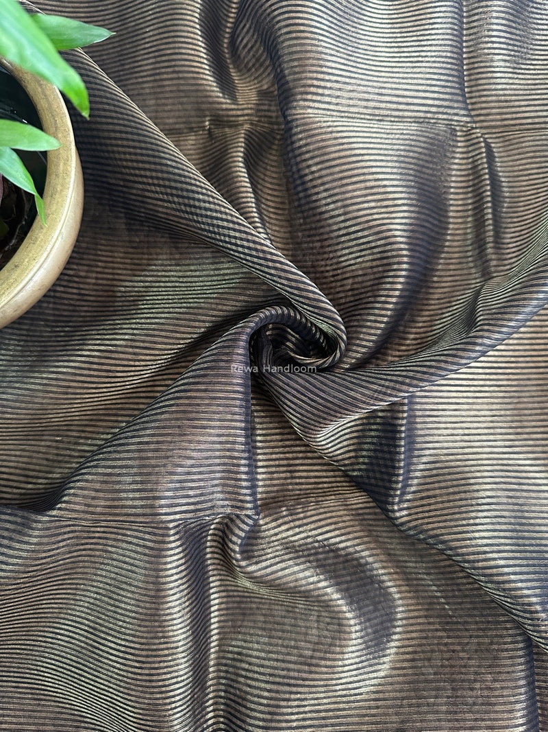 Maheshwari Black Tissue Silk Fabric 2.5 meters Cut - FBT020