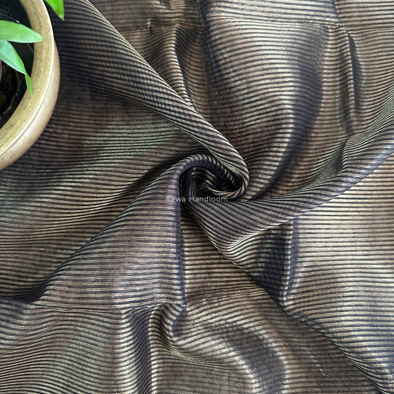 Maheshwari Black Tissue Silk Fabric 2.5 meters Cut - FBT020