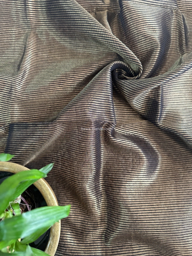 Maheshwari Black Tissue Silk Fabric 2.5 meters Cut - FBT020