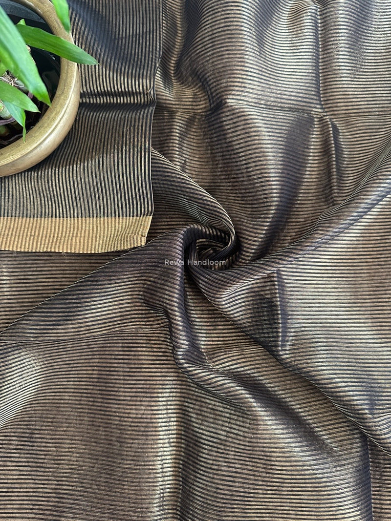 Maheshwari Black Tissue Silk Fabric
