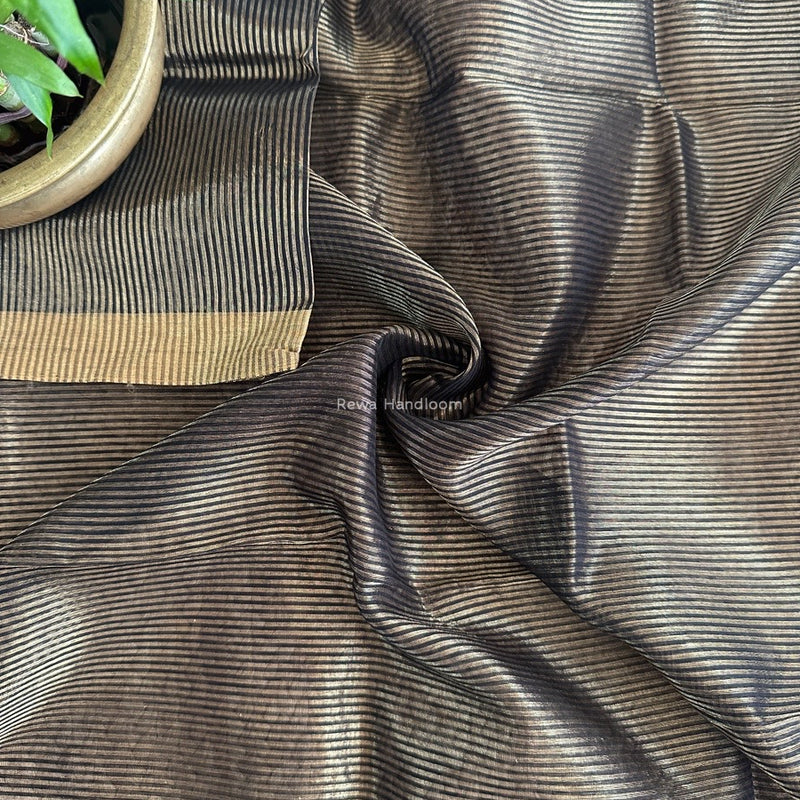 Maheshwari Black Tissue Silk Fabric