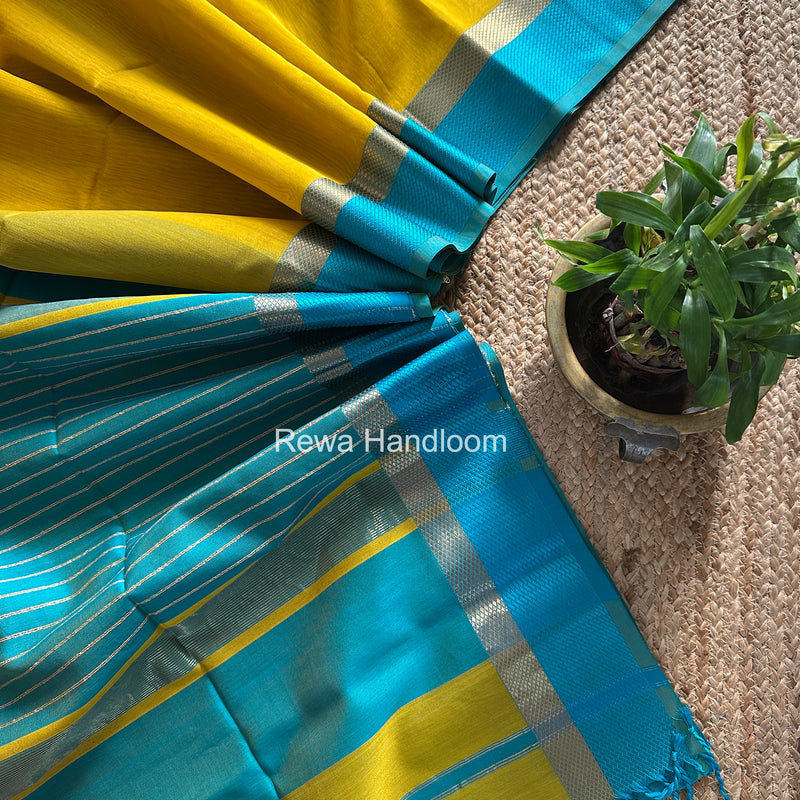 Maheshwari Yellow Resham Thread Border Saree RTS085