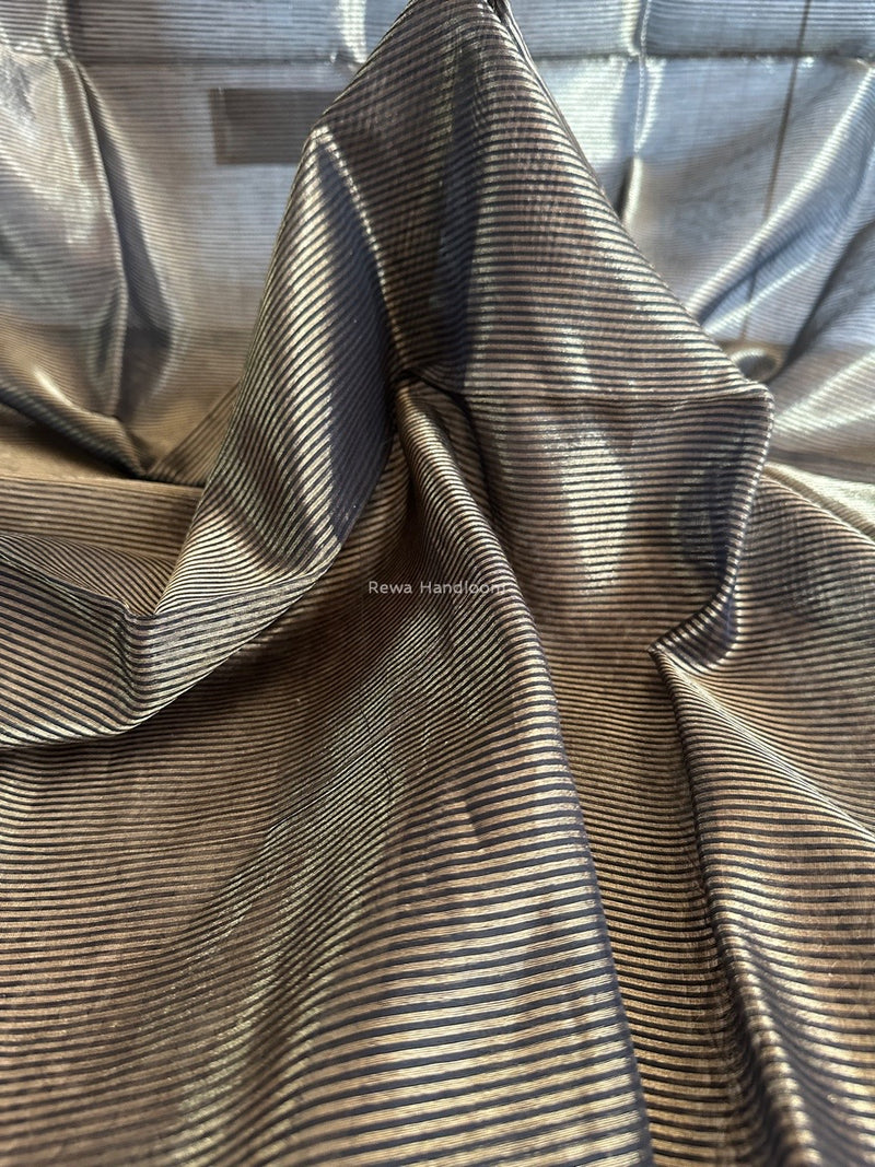 Maheshwari Black Tissue Silk Fabric 2.5 meters Cut - FBT020