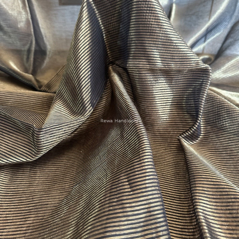 Maheshwari Black Tissue Silk Fabric 2.5 meters Cut - FBT020