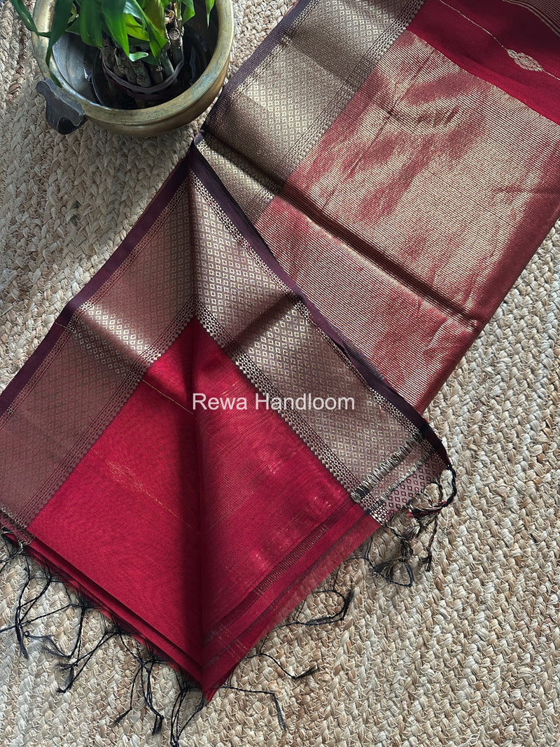 Maheshwari Maroon Shaded Butti Saree SBBS022