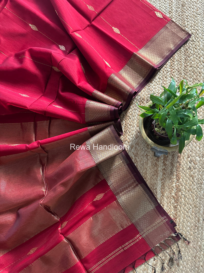 Maheshwari Maroon Shaded Butti Saree SBBS022