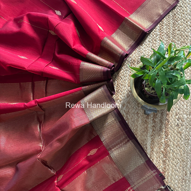 Maheshwari Maroon Shaded Butti Saree SBBS022