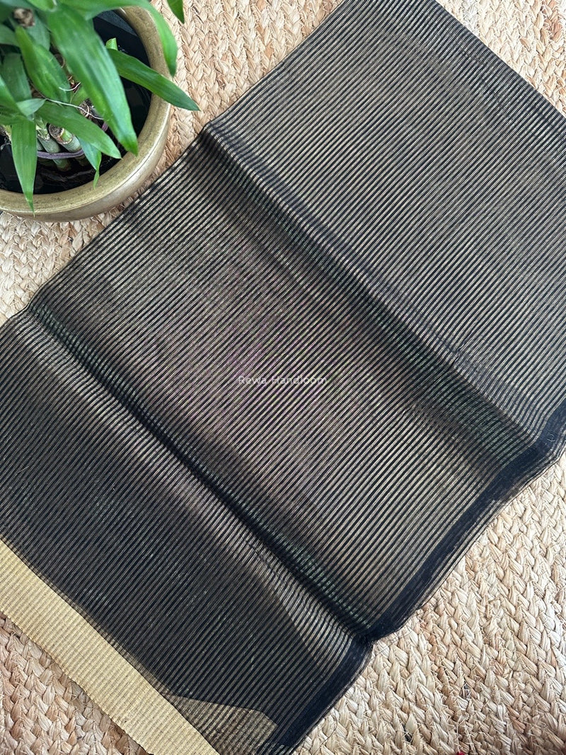 Maheshwari Black Tissue Silk Fabric