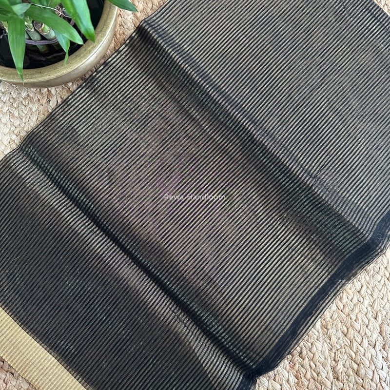 Maheshwari Black Tissue Silk Fabric