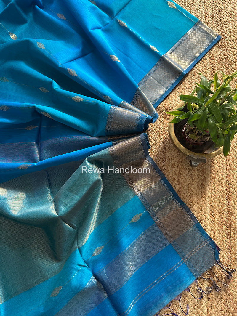 Maheshwari Sky Blue Shaded Butti Saree SBBS017