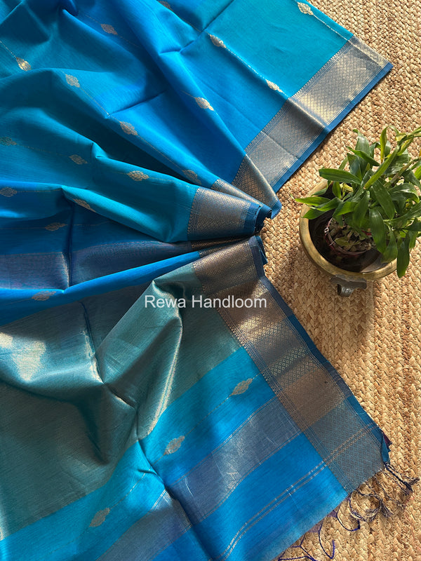 Maheshwari Sky Blue Shaded Butti Saree SBBS017