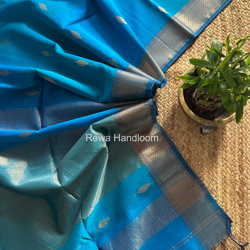Maheshwari Sky Blue Shaded Butti Saree SBBS017