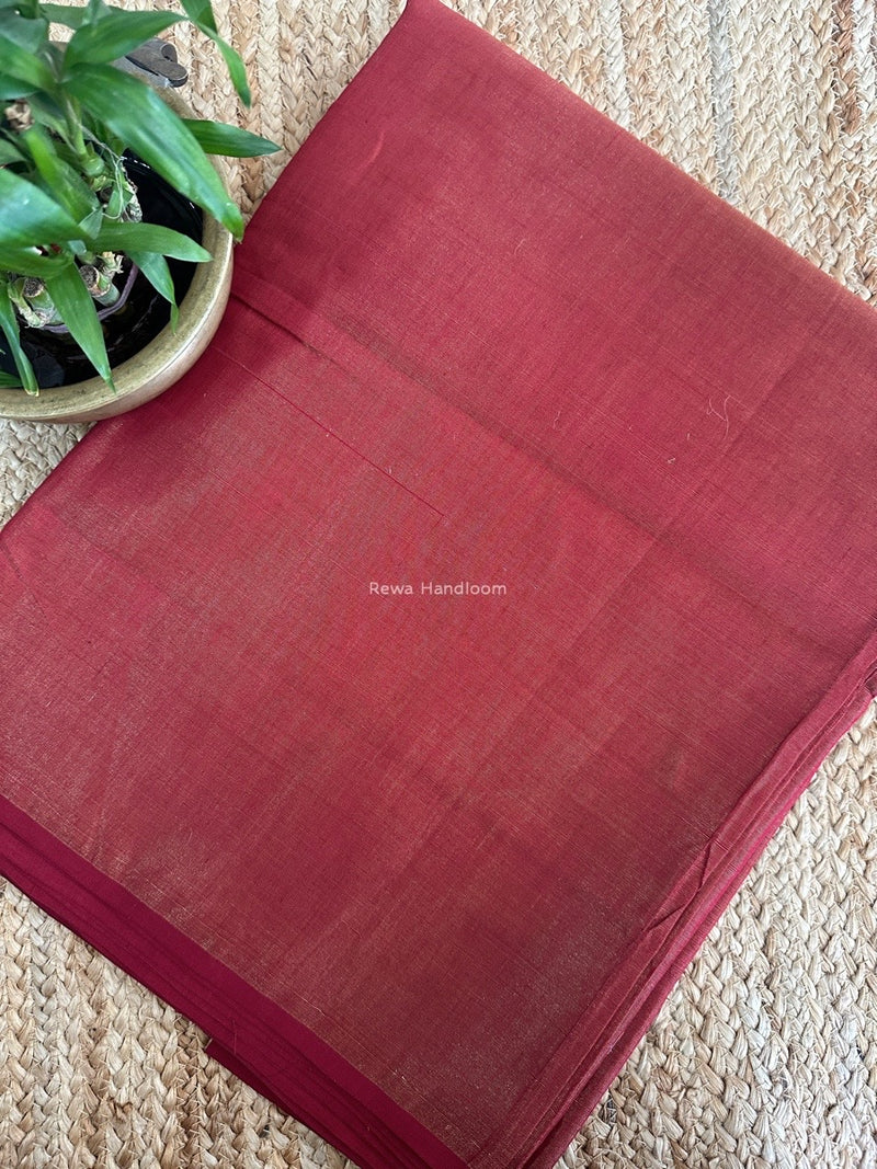Maheshwari Maroon Tissue Silk Fabric