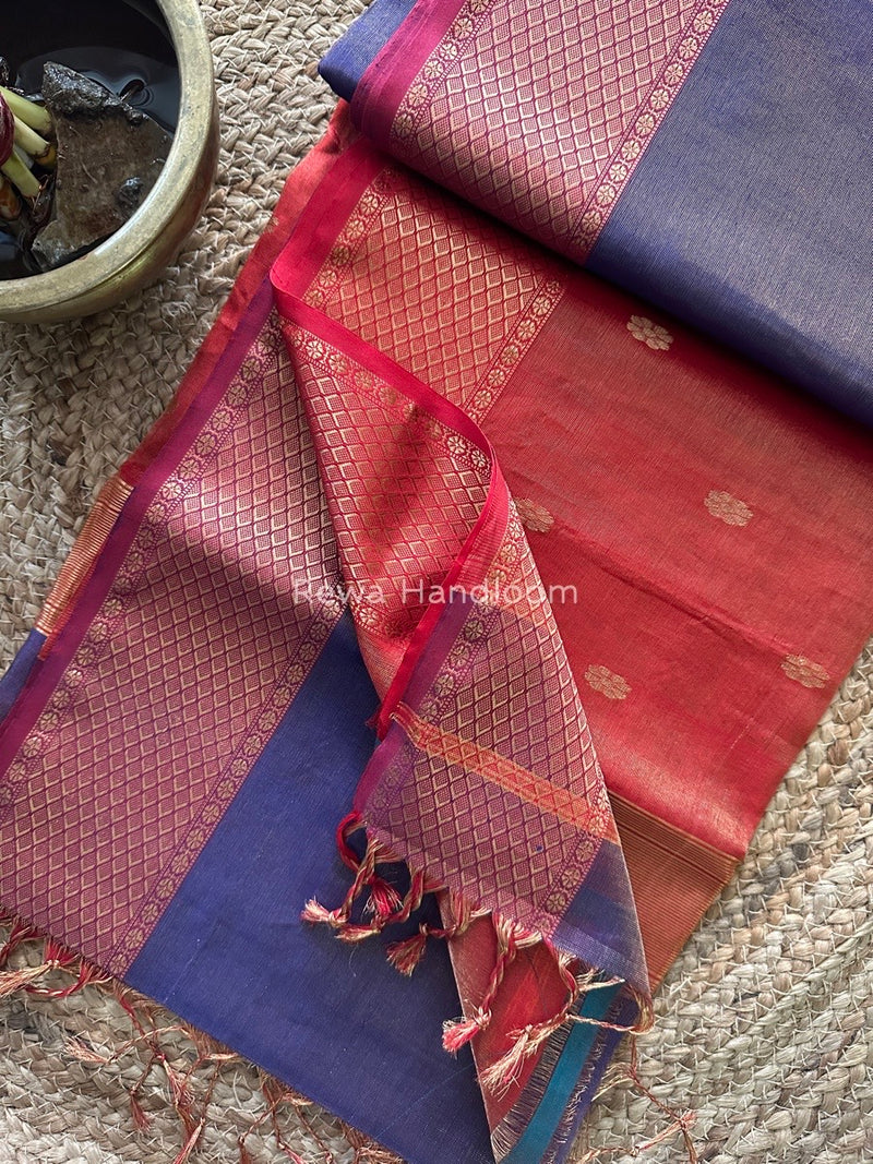 Maheshwari Blue Tissue Butti Saree TBBS075