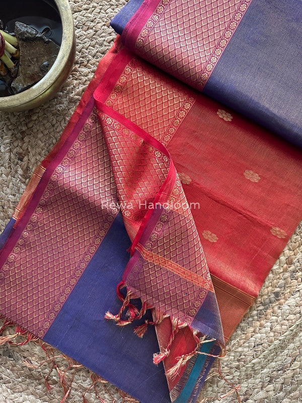 Maheshwari Blue Tissue Butti Saree TBBS075