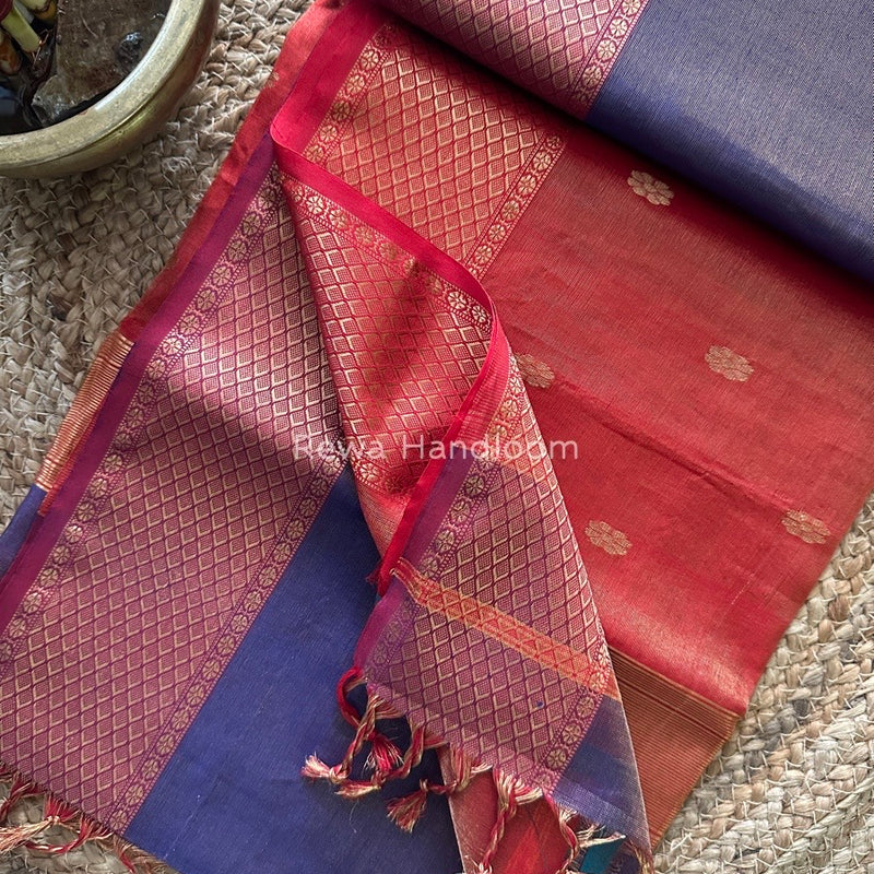 Maheshwari Blue Tissue Butti Saree TBBS075
