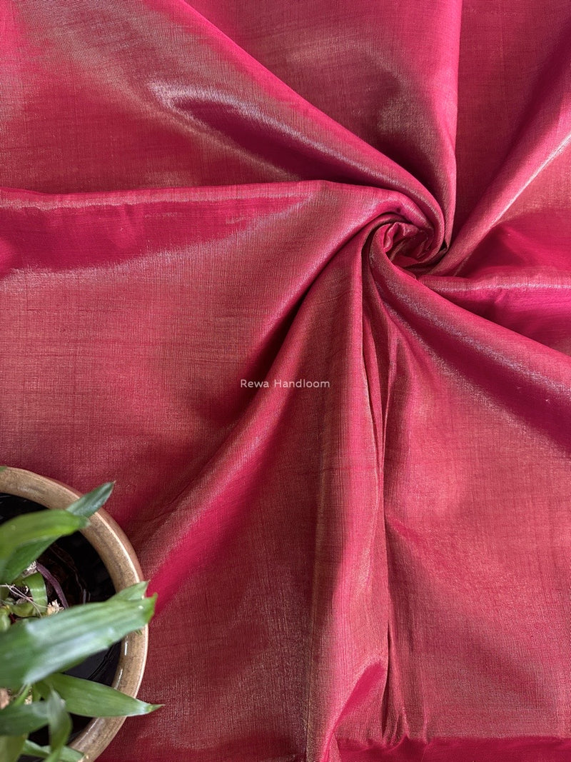 Maheshwari Maroon Tissue Silk Fabric 2.5 meters Cut - FBT06
