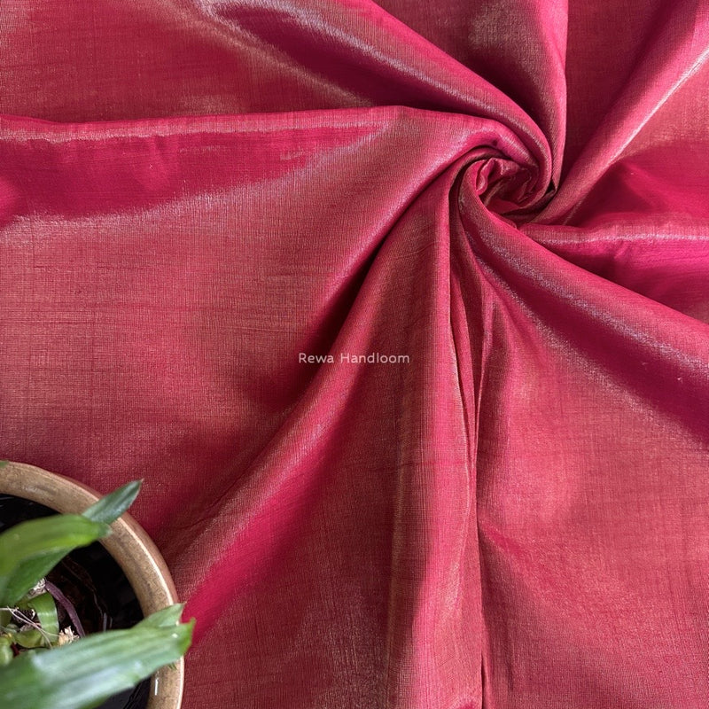 Maheshwari Maroon Tissue Silk Fabric 2.5 meters Cut - FBT06