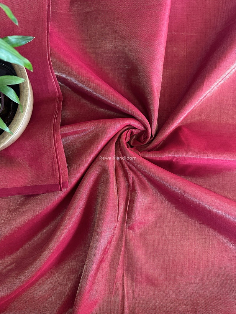Maheshwari Maroon Tissue Silk Fabric