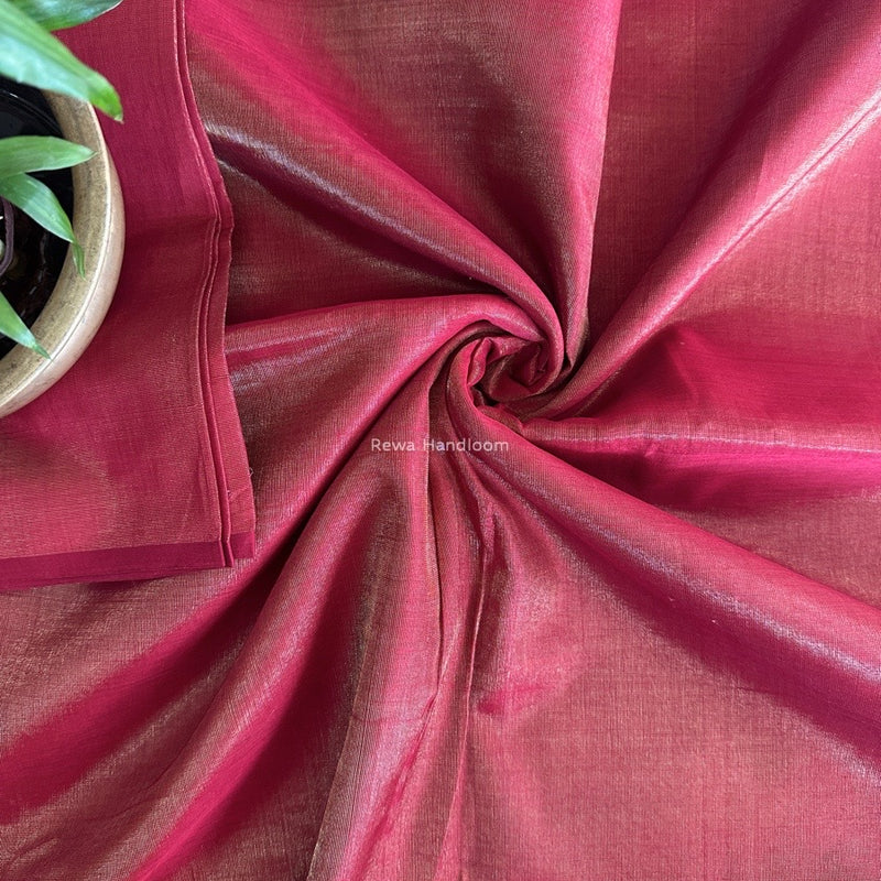 Maheshwari Maroon Tissue Silk Fabric