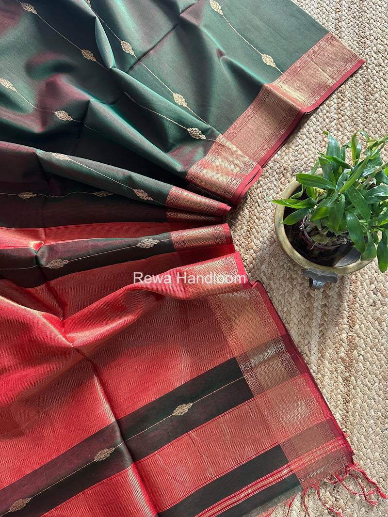 Maheshwari Green Shaded Butti Saree SBBS020