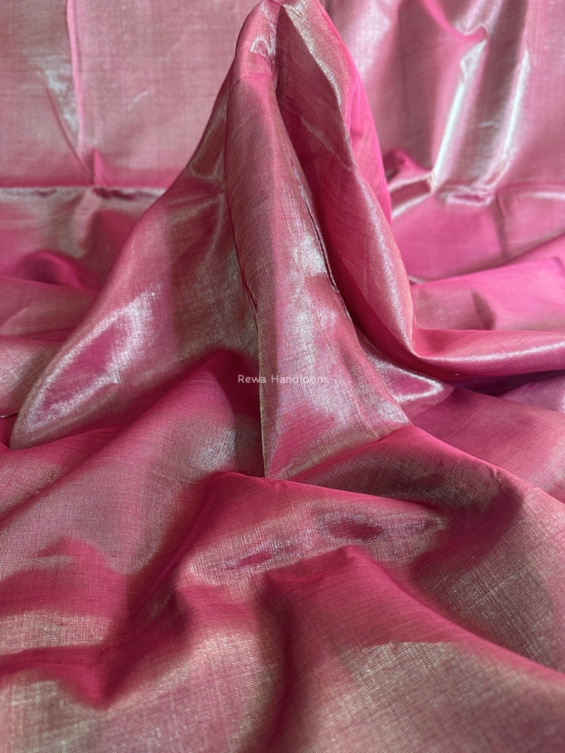 Maheshwari Maroon Tissue Silk Fabric 2.5 meters Cut - FBT06