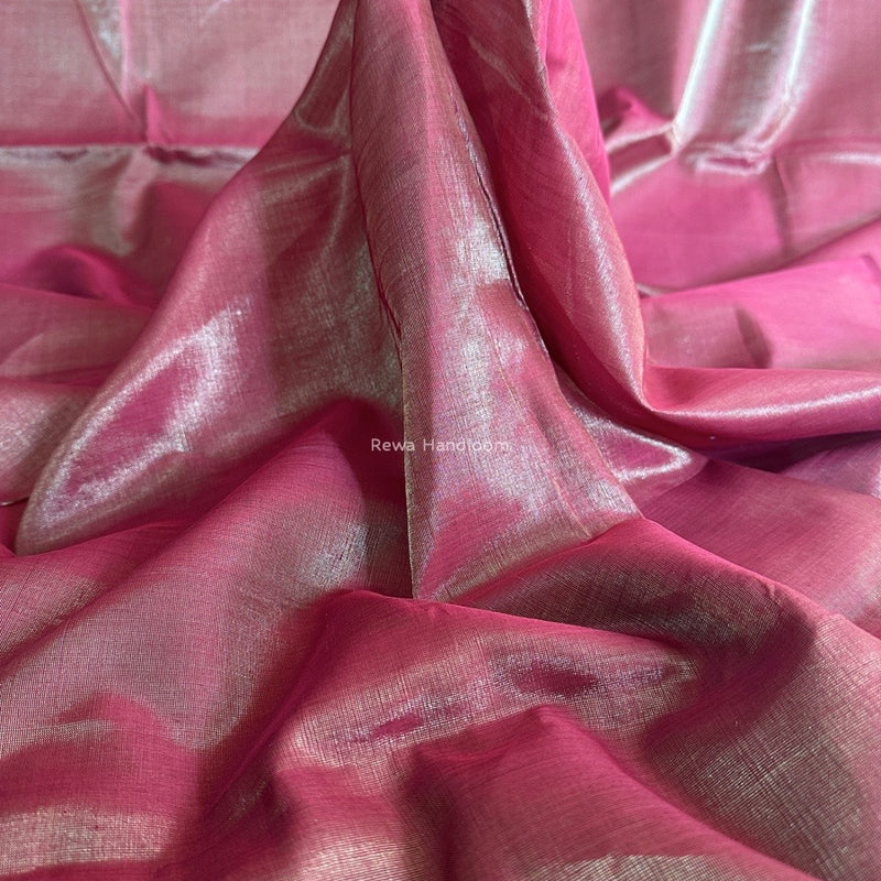 Maheshwari Maroon Tissue Silk Fabric 2.5 meters Cut - FBT06