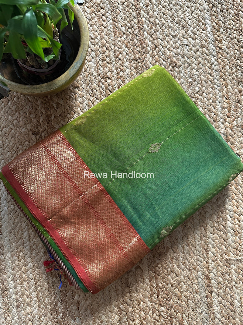 Maheshwari Parrot Green Shaded Butti Saree SBBS015
