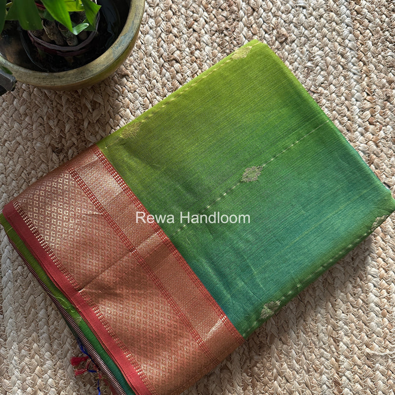 Maheshwari Parrot Green Shaded Butti Saree SBBS015
