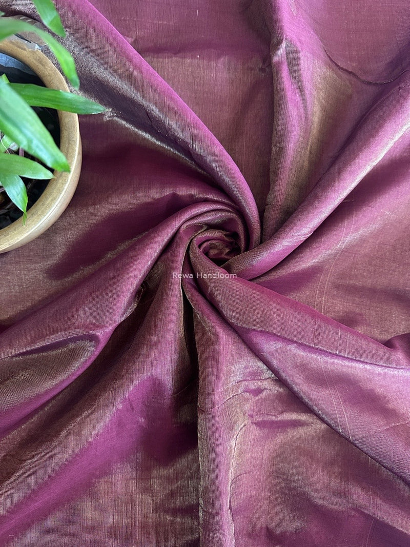 Maheshwari Dark Purple Tissue Silk Fabric 2.5 meters Cut - FBT012