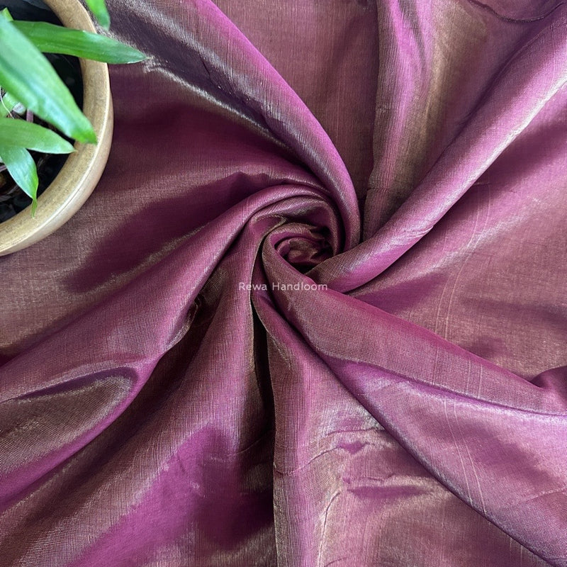 Maheshwari Dark Purple Tissue Silk Fabric 2.5 meters Cut - FBT012
