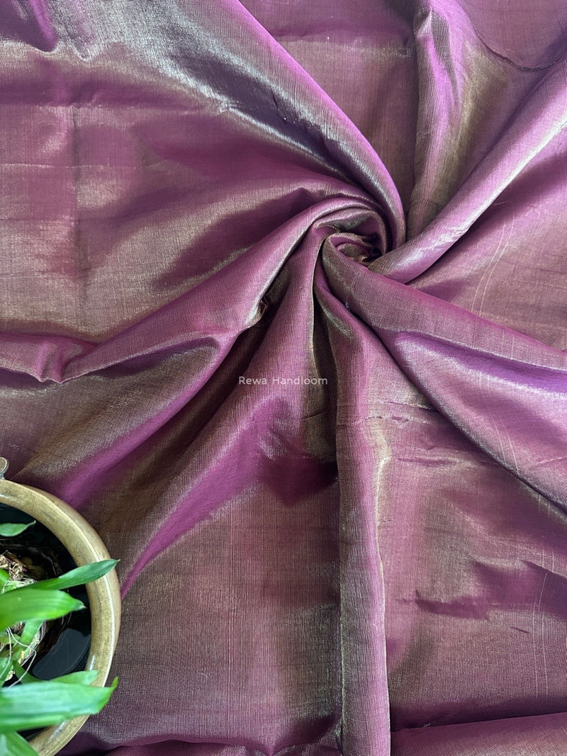 Maheshwari Dark Purple Tissue Silk Fabric 2.5 meters Cut - FBT012