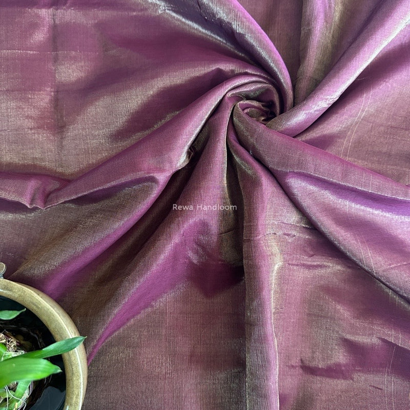 Maheshwari Dark Purple Tissue Silk Fabric 2.5 meters Cut - FBT012
