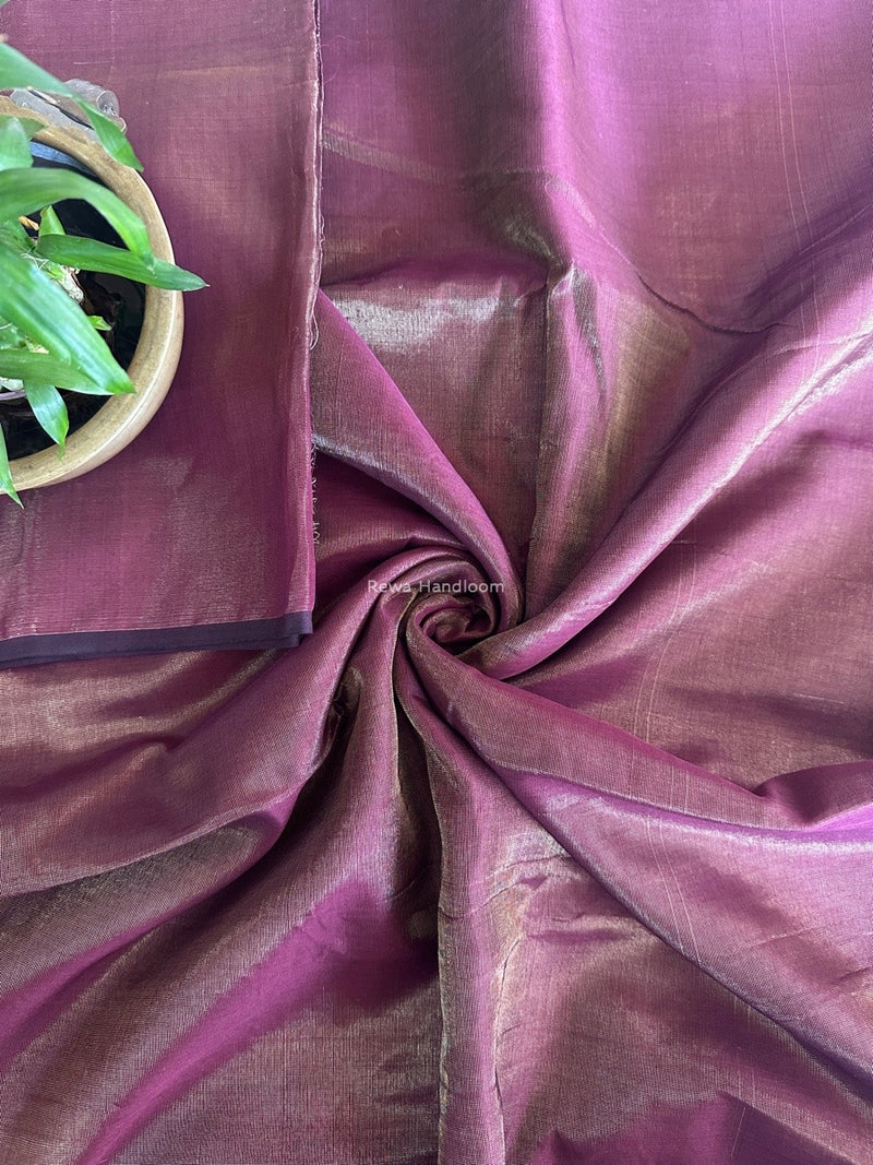 Maheshwari Dark Purple Tissue Silk Fabric