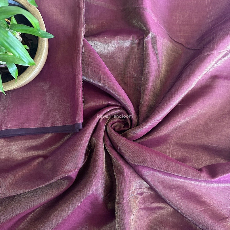 Maheshwari Dark Purple Tissue Silk Fabric