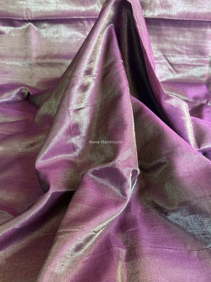 Maheshwari Dark Purple Tissue Silk Fabric 2.5 meters Cut - FBT012
