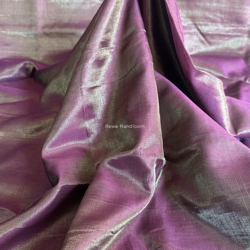 Maheshwari Dark Purple Tissue Silk Fabric 2.5 meters Cut - FBT012