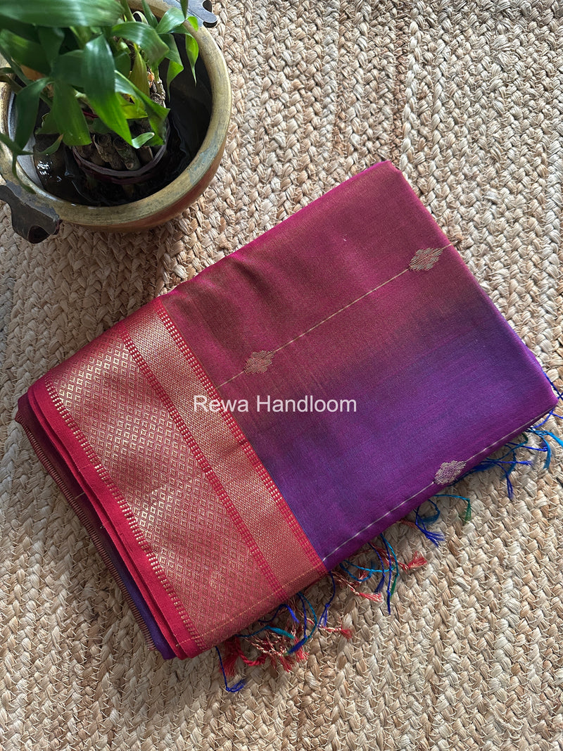 Maheshwari Dark Magenta Shaded Butti Saree SBBS016