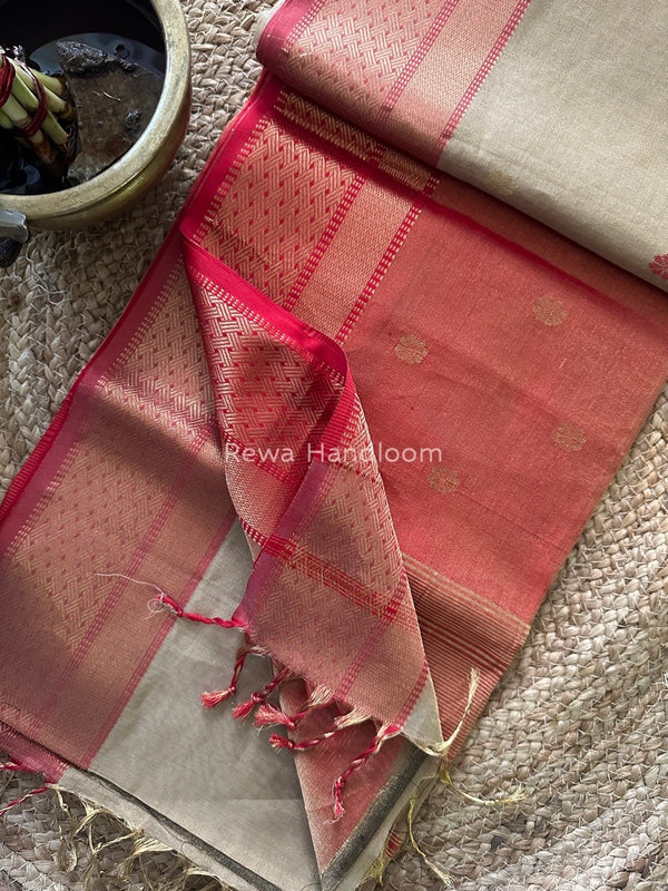 Maheshwari White Tissue Butti Saree TBBS074