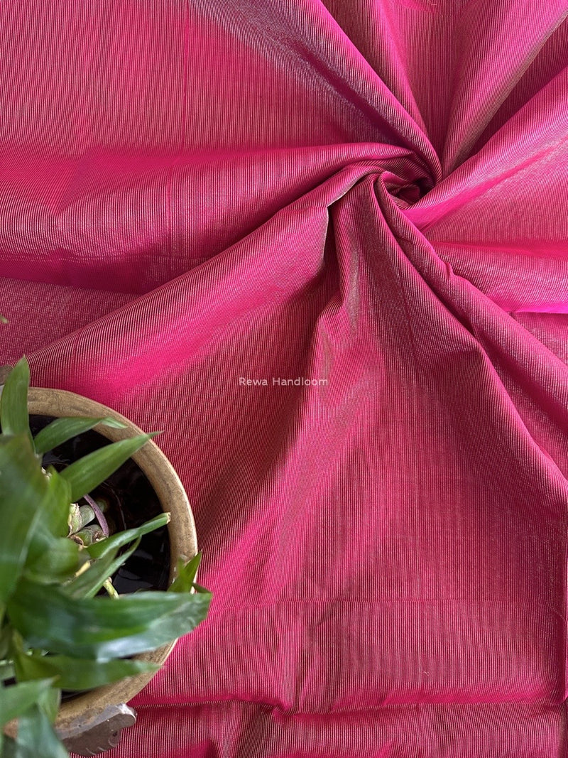 Maheshwari Pink Tissue Silk Fabric 2.5 meters Cut - FBT09