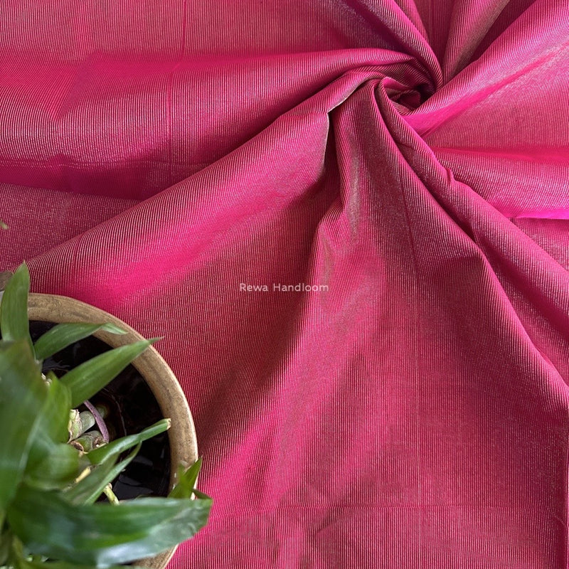 Maheshwari Pink Tissue Silk Fabric 2.5 meters Cut - FBT09