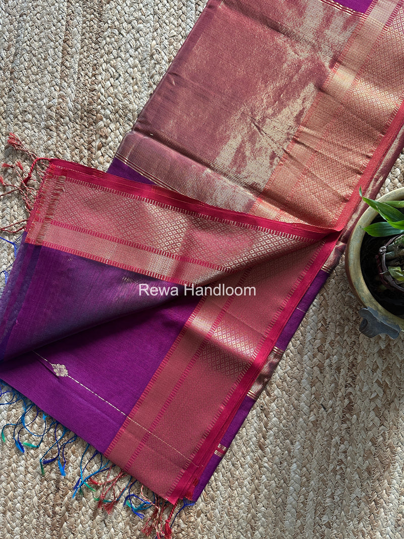 Maheshwari Dark Magenta Shaded Butti Saree SBBS016
